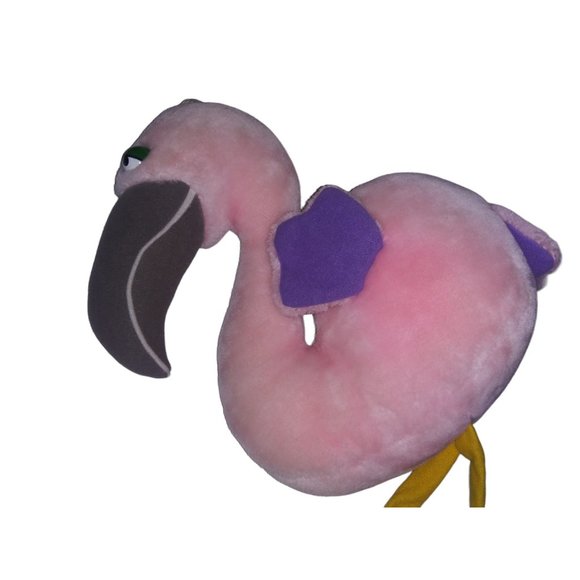 VTG Heartline Pink Flamingo Stuffed Plush Green Eyed Purple Wing Flamingo 1983 - Picture 2 of 12